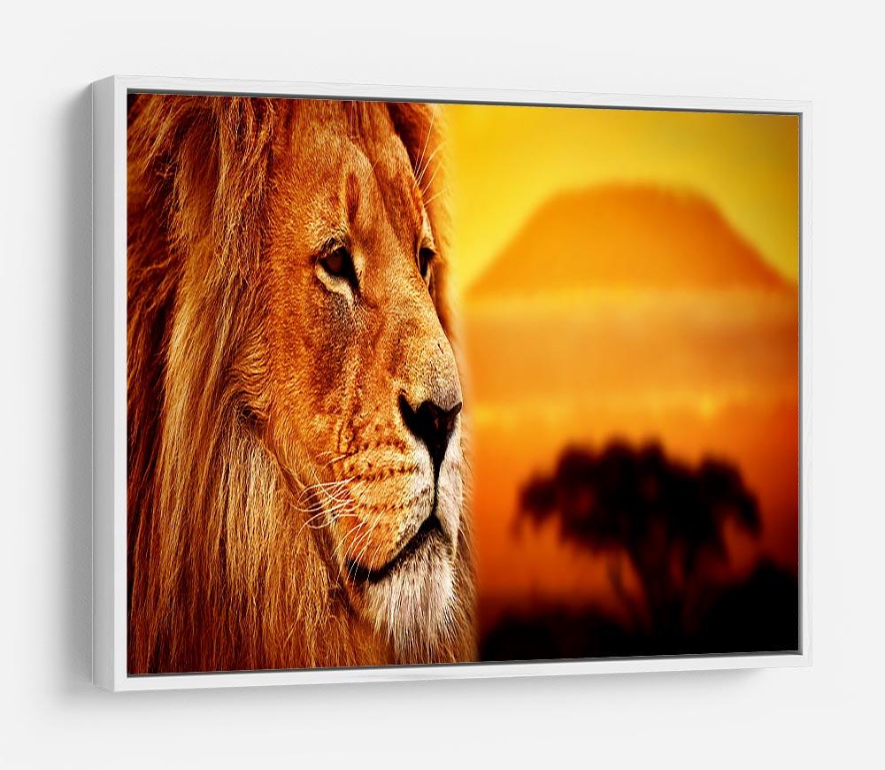 Lion portrait on savanna landscape HD Metal Print - Canvas Art Rocks - 7