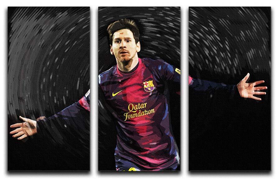 Lionel Messi 3 Split Panel Canvas Print - Canvas Art Rocks - 1
