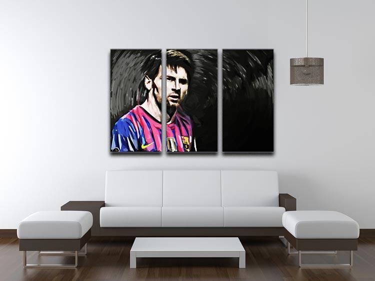 Lionel Messi Close Up 3 Split Panel Canvas Print - Canvas Art Rocks - 3