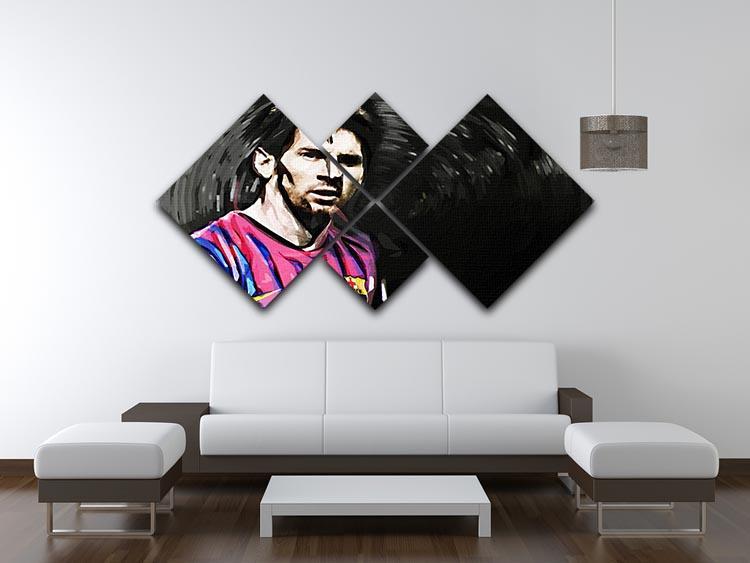 Lionel Messi Close Up 4 Square Multi Panel Canvas - Canvas Art Rocks - 3