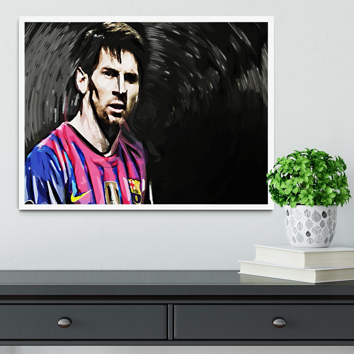Lionel Messi Close Up Framed Print - Canvas Art Rocks -6