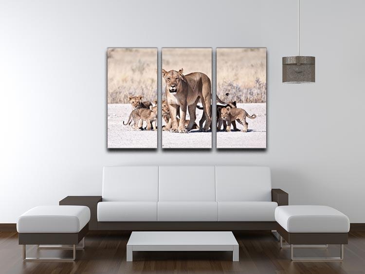 Lioness and cubs 3 Split Panel Canvas Print - Canvas Art Rocks - 3