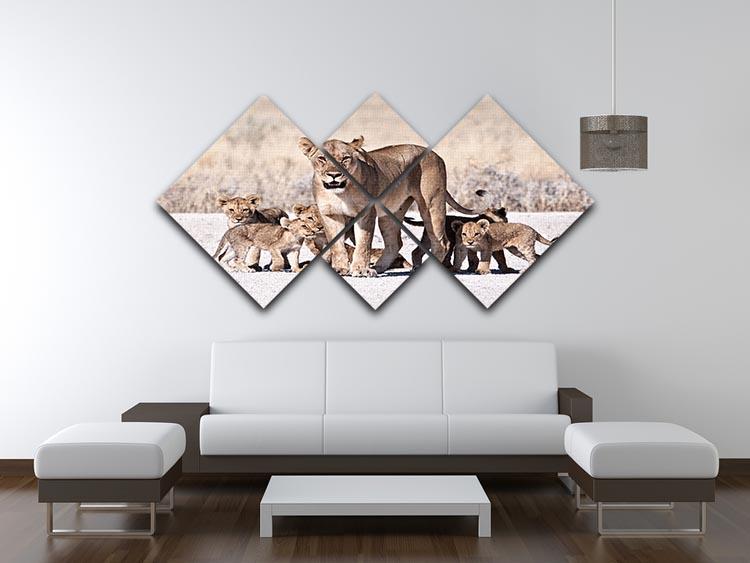 Lioness and cubs 4 Square Multi Panel Canvas - Canvas Art Rocks - 3
