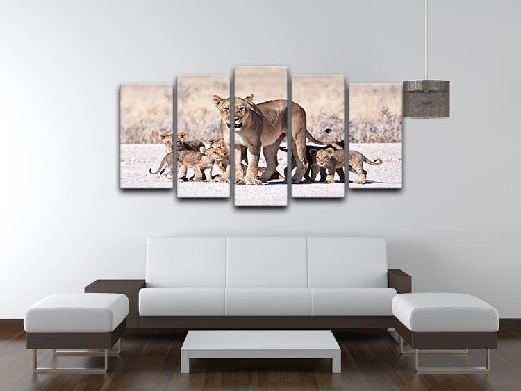 Lioness and cubs 5 Split Panel Canvas - Canvas Art Rocks - 3