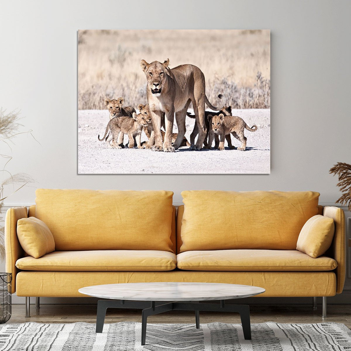 Lioness and cubs Canvas Print or Poster