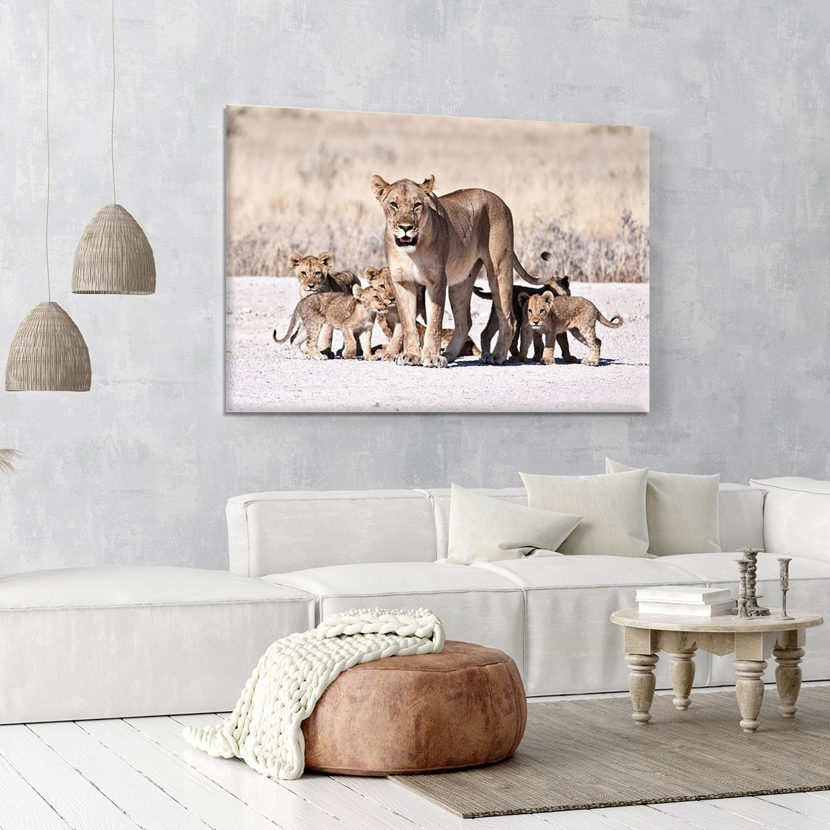 Lioness and cubs Canvas Print or Poster