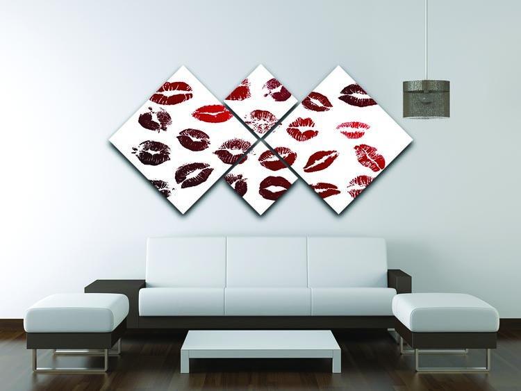 Lipstick Kisses 4 Square Multi Panel Canvas - Canvas Art Rocks - 3