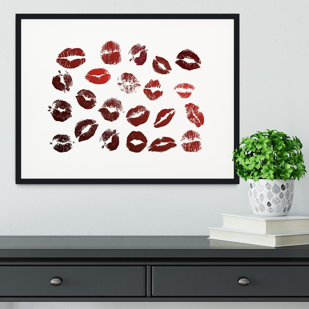 Lipstick Kisses Framed Print - Canvas Art Rocks - 1