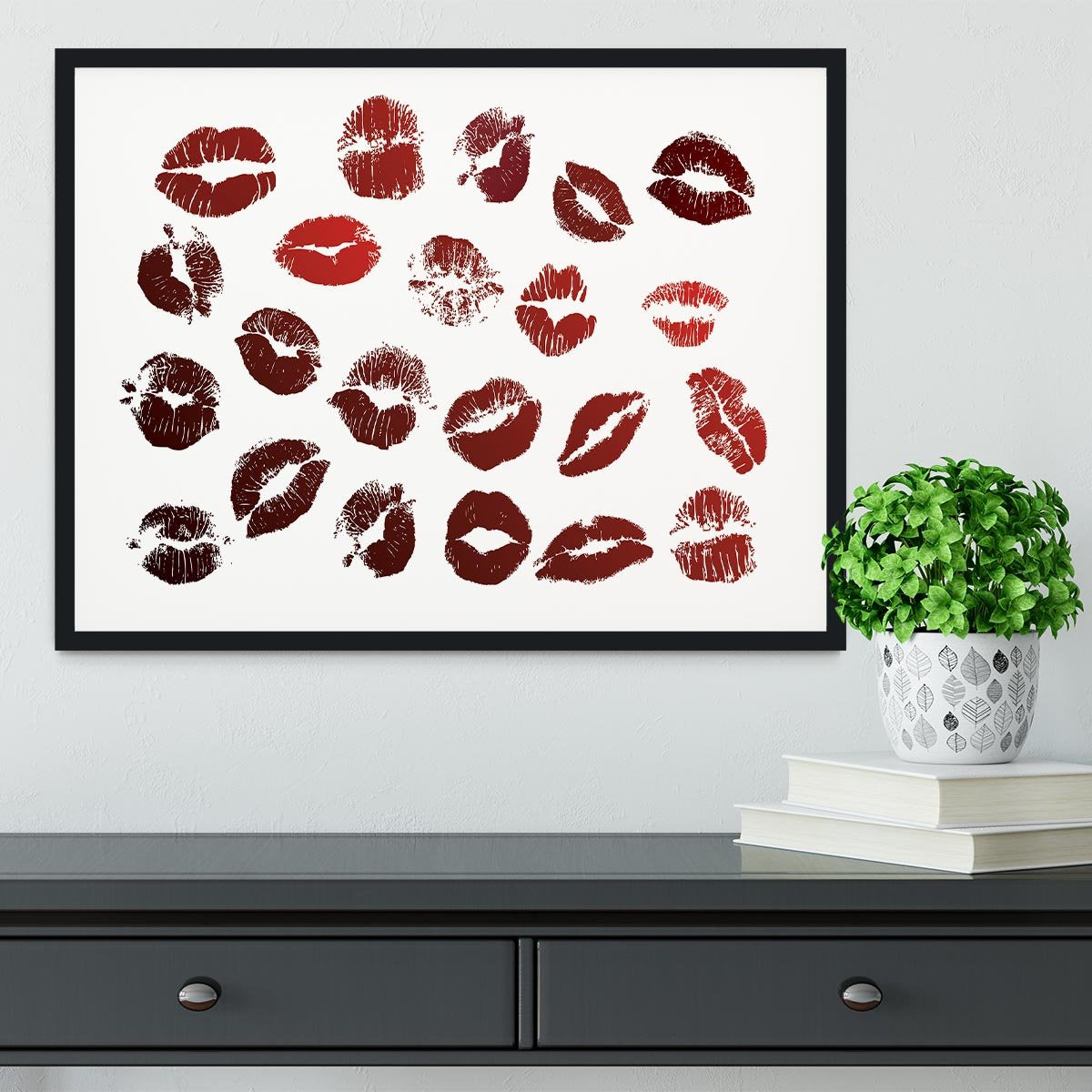 Lipstick Kisses Framed Print - Canvas Art Rocks - 2