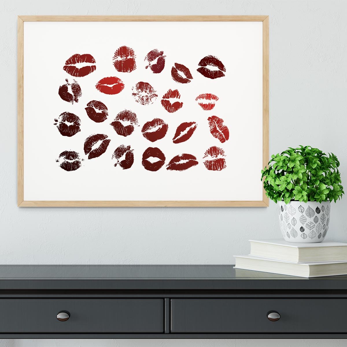Lipstick Kisses Framed Print - Canvas Art Rocks - 3