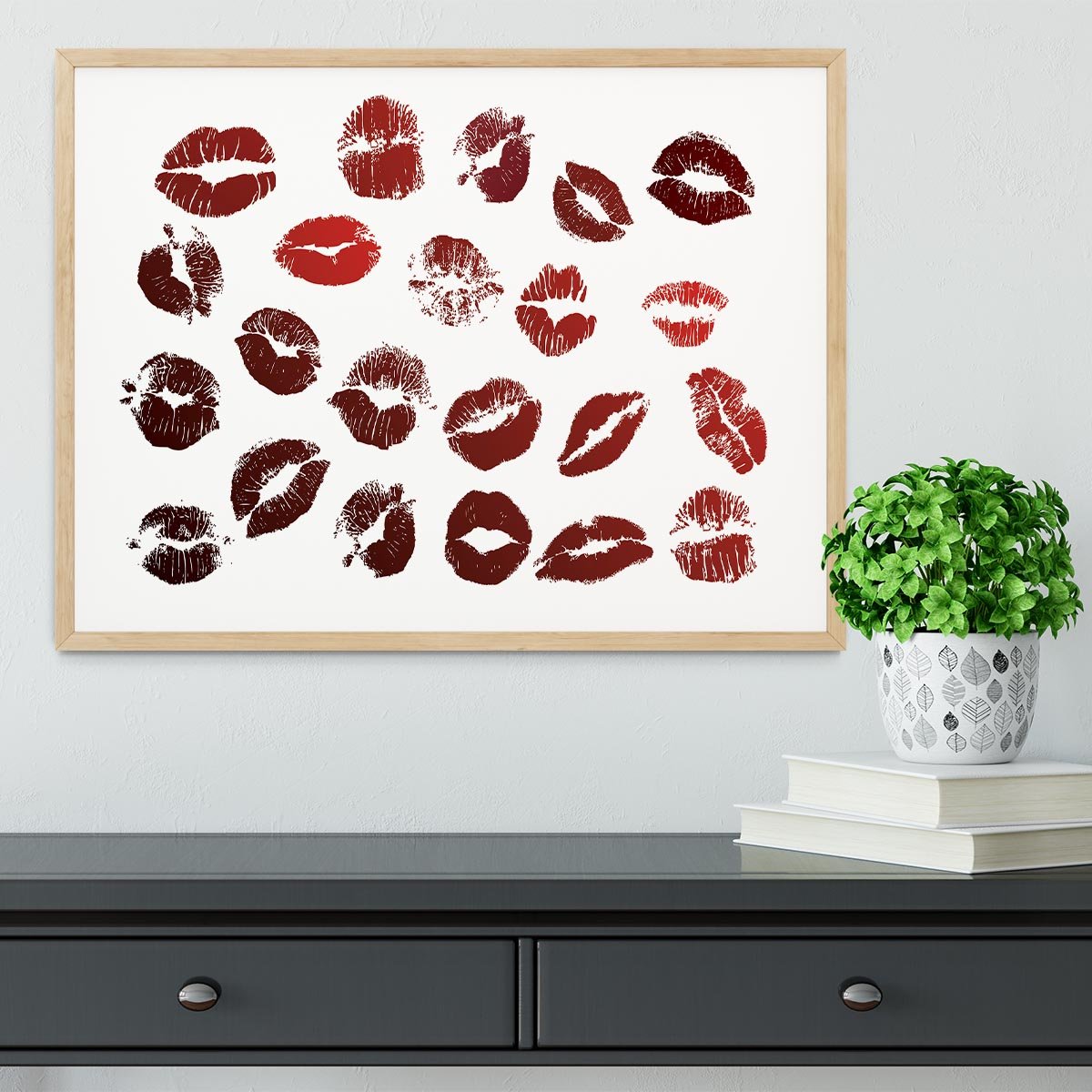 Lipstick Kisses Framed Print - Canvas Art Rocks - 4