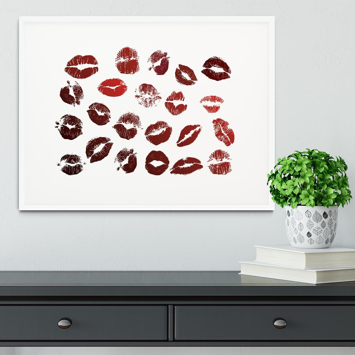 Lipstick Kisses Framed Print - Canvas Art Rocks - 5