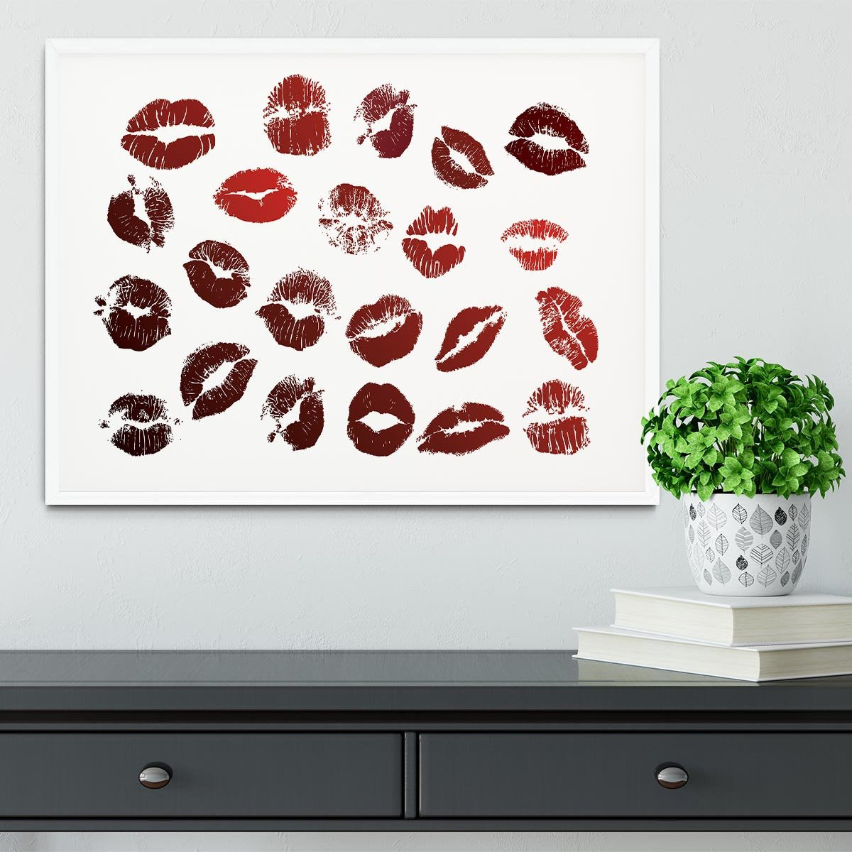 Lipstick Kisses Framed Print - Canvas Art Rocks -6