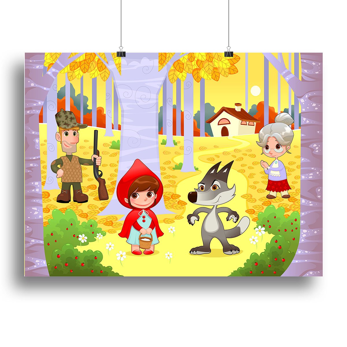 Little Red Hiding Hood scene Canvas Print or Poster