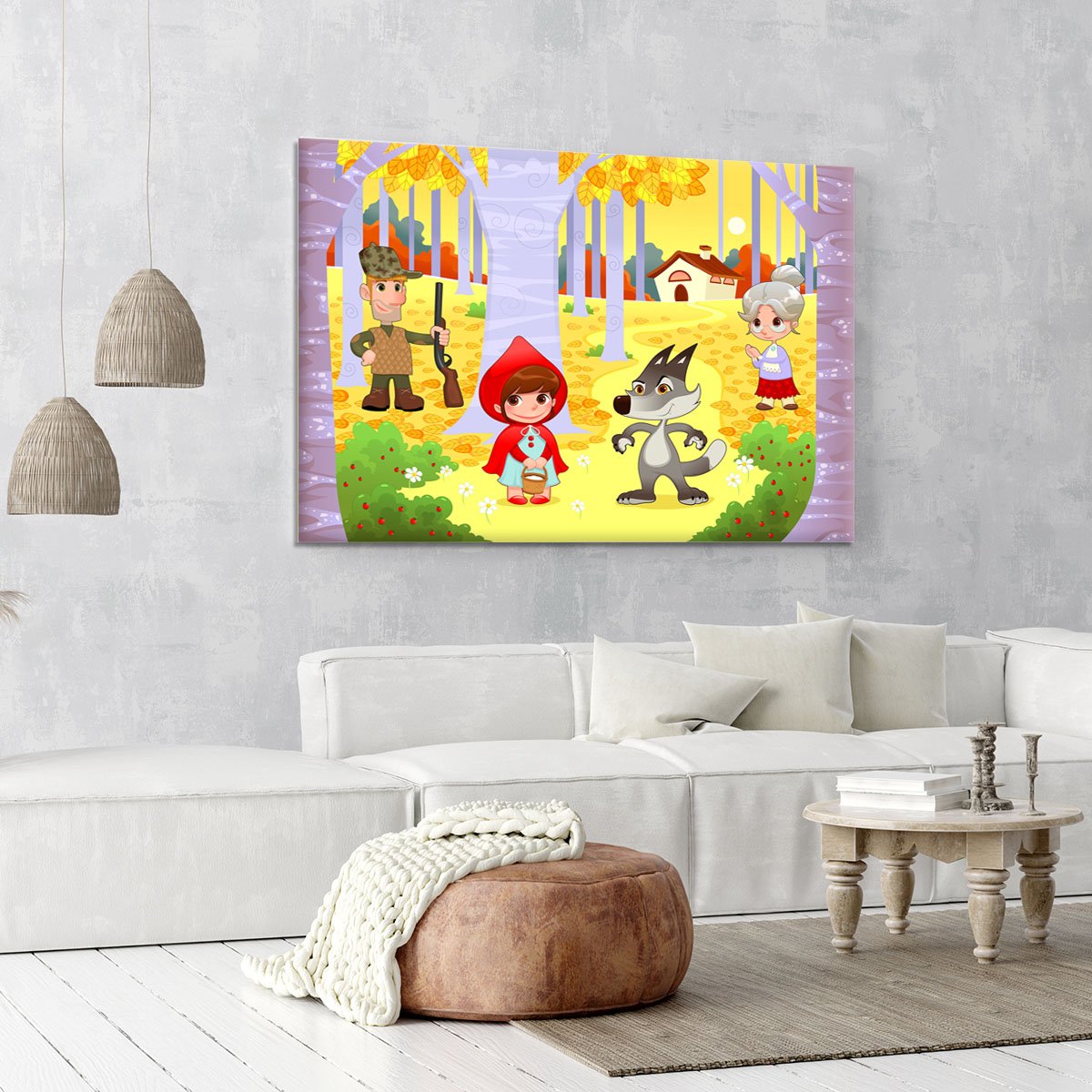 Little Red Hiding Hood scene Canvas Print or Poster