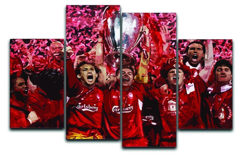 Liverpool Football Champions League In Istanbul 4 Split Panel Canvas  - Canvas Art Rocks - 1