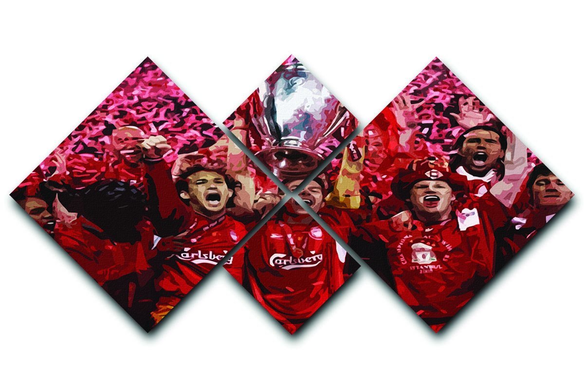 Liverpool Football Champions League In Istanbul 4 Square Multi Panel Canvas  - Canvas Art Rocks - 1