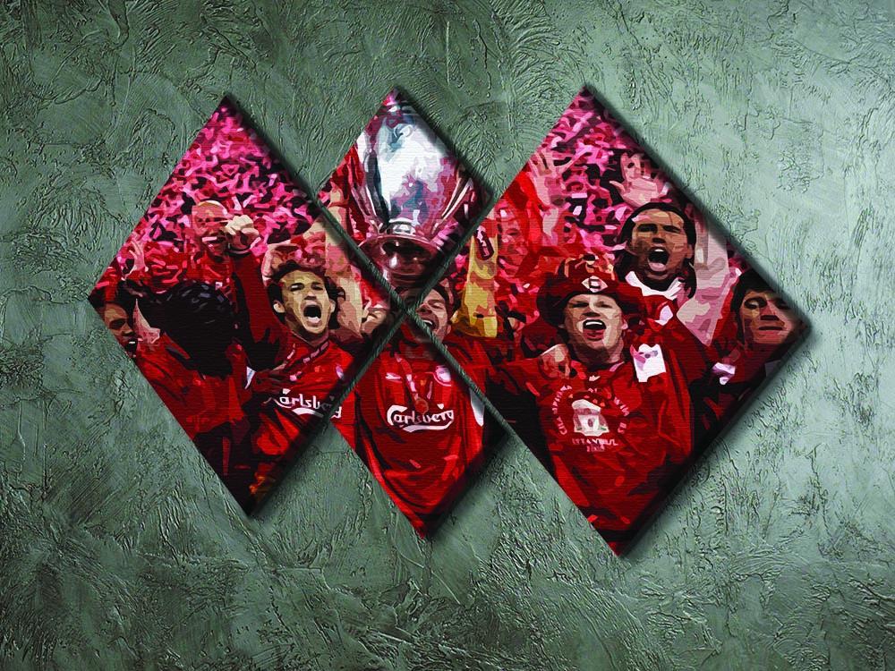 Liverpool Football Champions League In Istanbul 4 Square Multi Panel Canvas - Canvas Art Rocks - 2