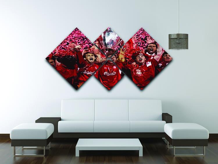Liverpool Football Champions League In Istanbul 4 Square Multi Panel Canvas - Canvas Art Rocks - 3