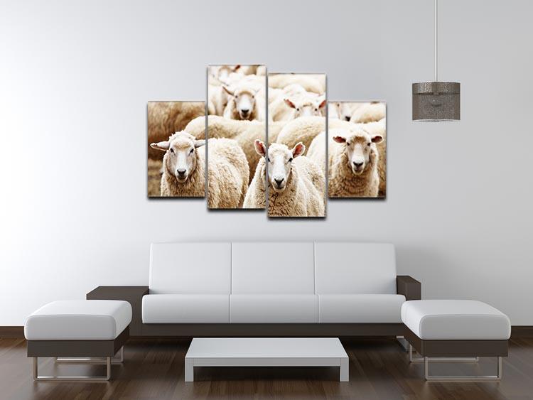 Livestock farm herd of sheep 4 Split Panel Canvas - Canvas Art Rocks - 3