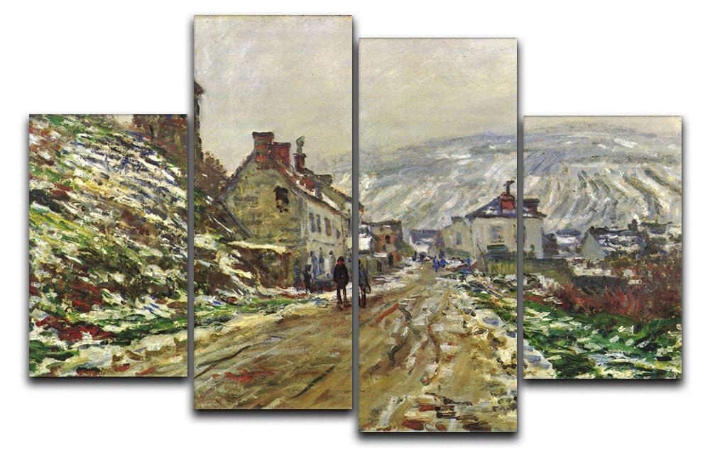 Local entrance of Vetheuil in the winter by Monet 4 Split Panel Canvas  - Canvas Art Rocks - 1
