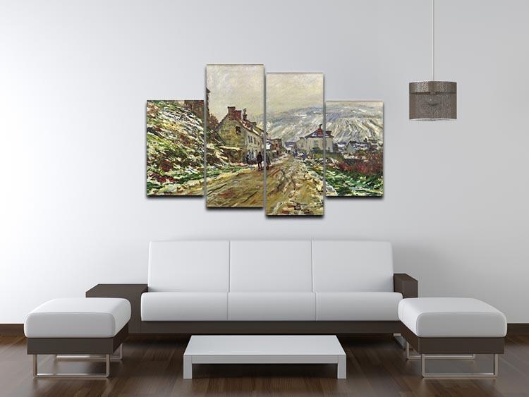 Local entrance of Vetheuil in the winter by Monet 4 Split Panel Canvas - Canvas Art Rocks - 3