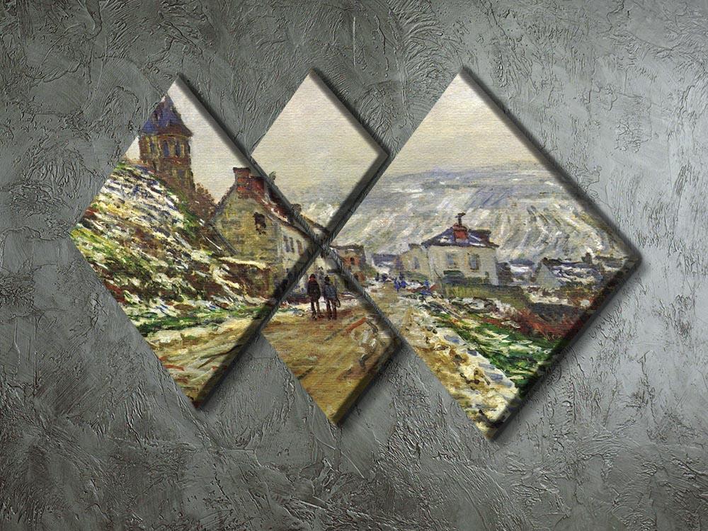Local entrance of Vetheuil in the winter by Monet 4 Square Multi Panel Canvas - Canvas Art Rocks - 2