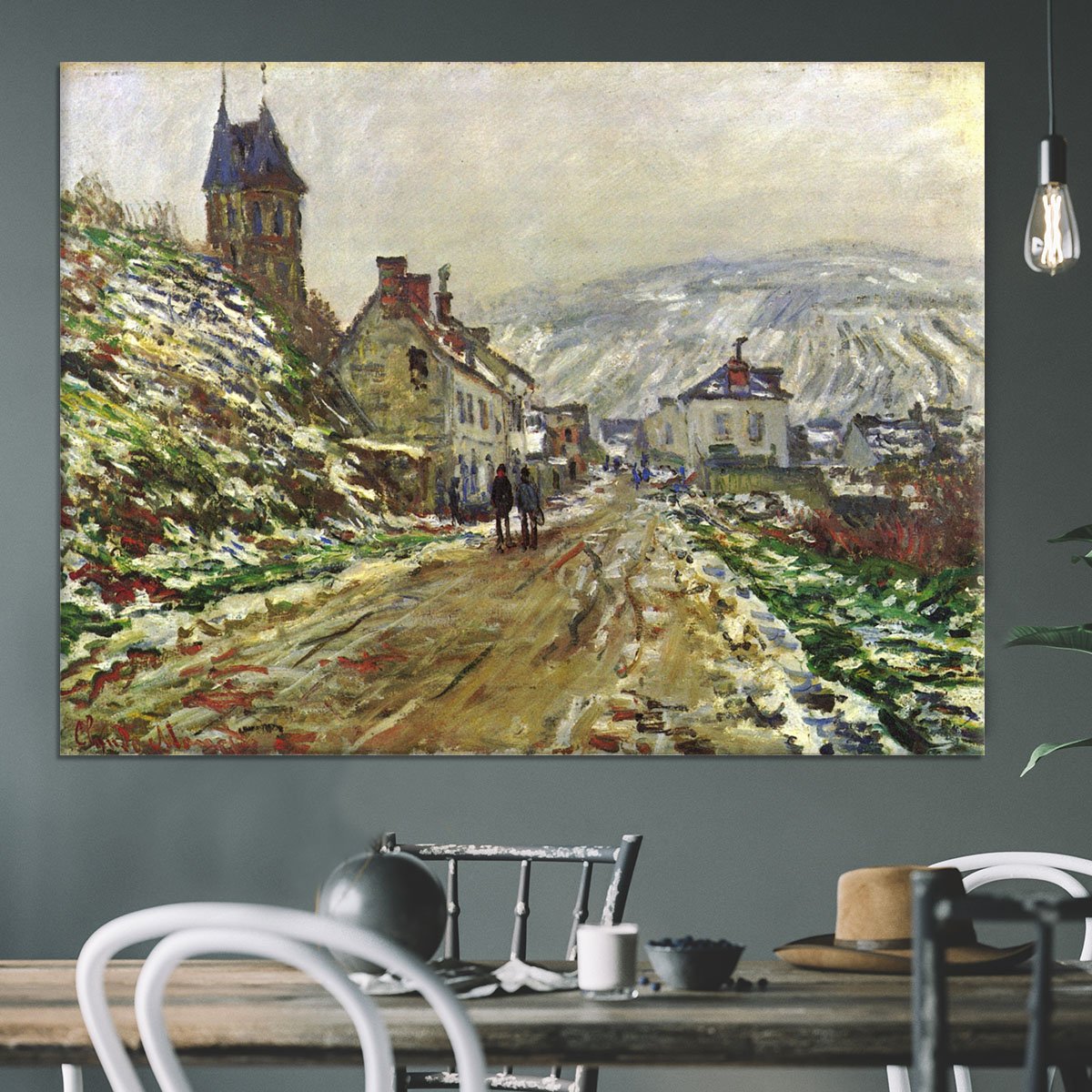 Local entrance of Vetheuil in the winter by Monet Canvas Print or Poster