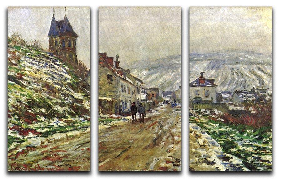 Local entrance of Vetheuil in the winter by Monet Split Panel Canvas Print - Canvas Art Rocks - 4
