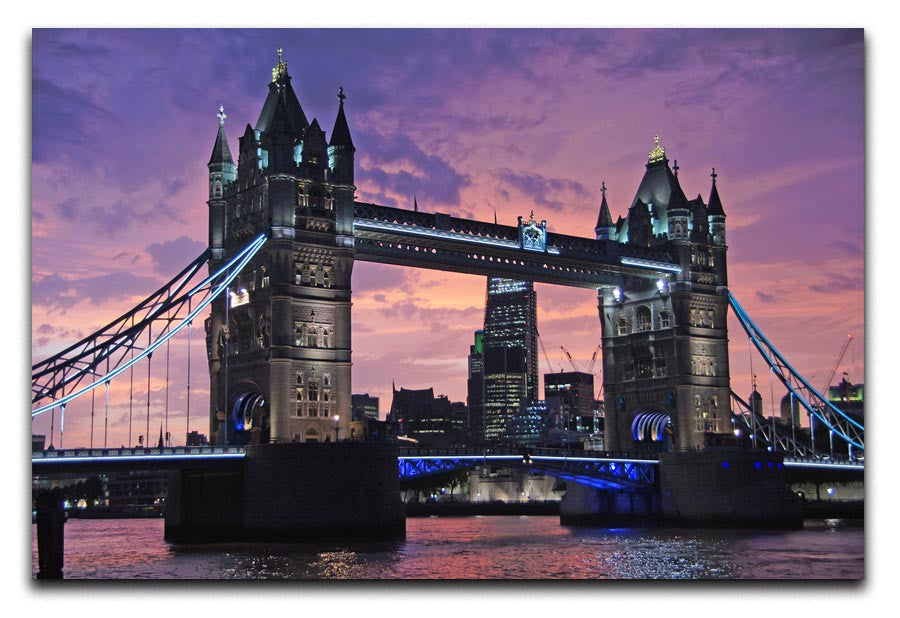London Bridge Pink Sunset Print - Canvas Art Rocks - 1