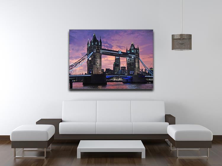 London Bridge Pink Sunset Print - Canvas Art Rocks - 4