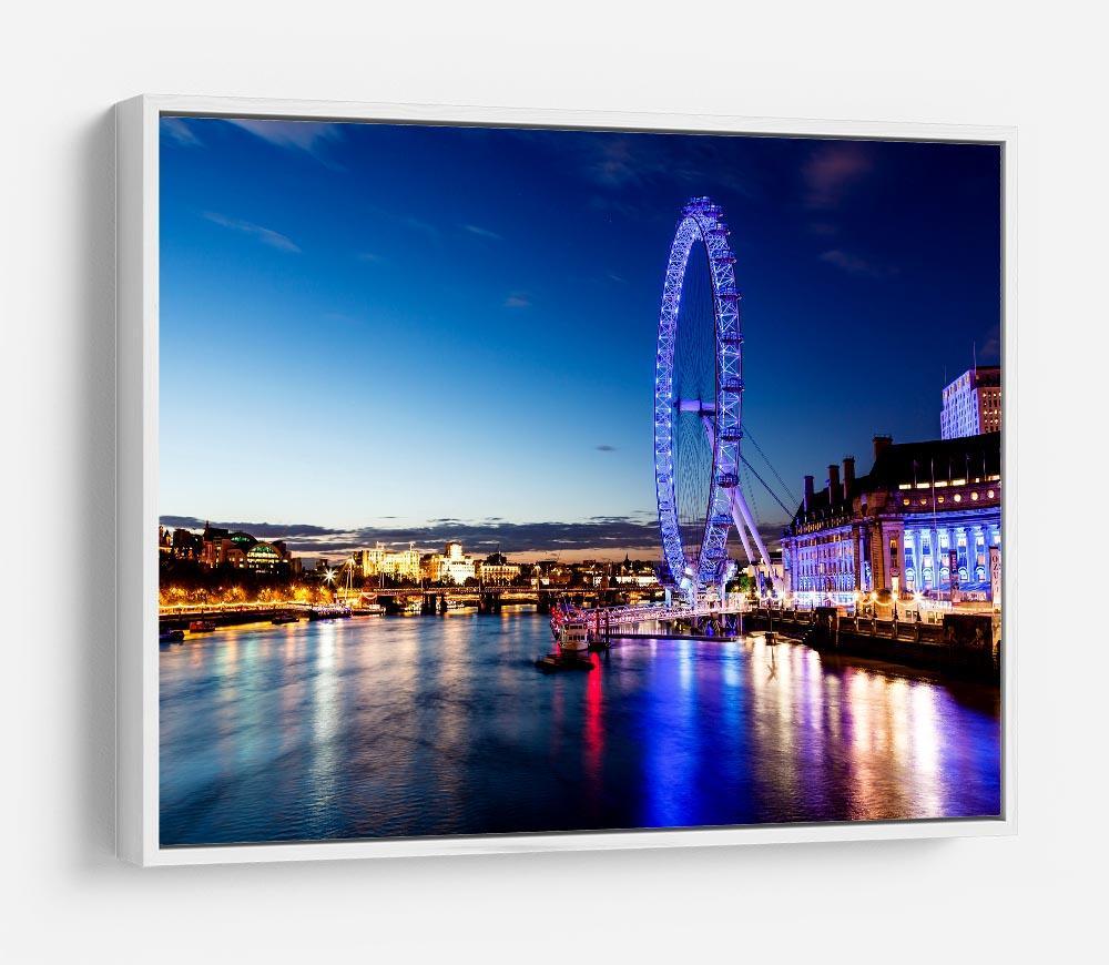 London Eye and London Cityscape in the Night HD Metal Print