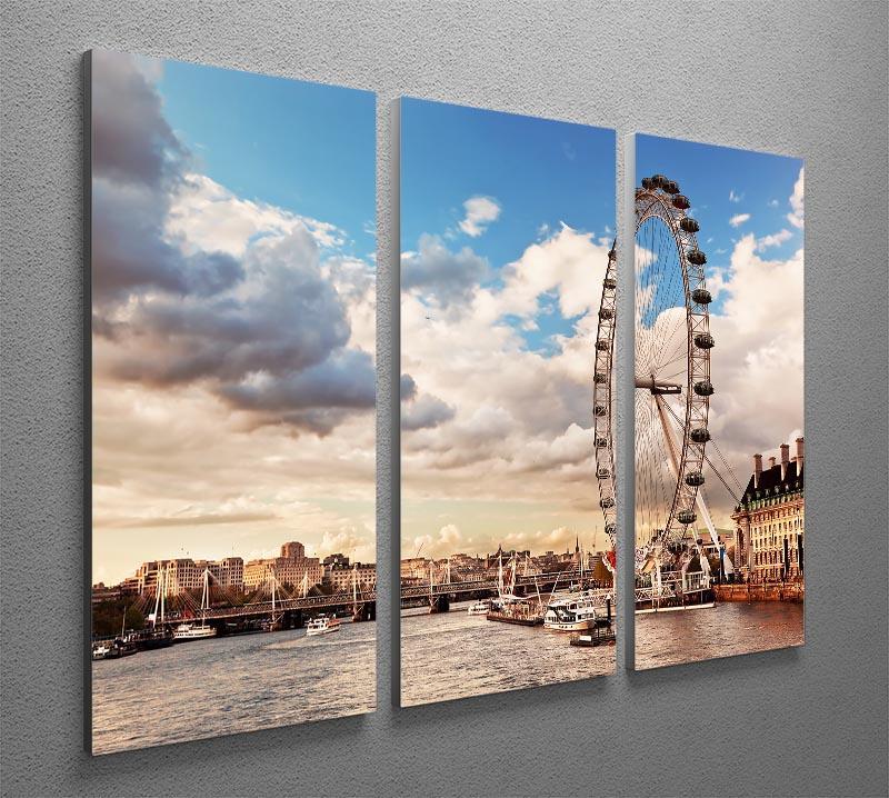 London Eye on River Thames 3 Split Panel Canvas Print - Canvas Art Rocks - 2
