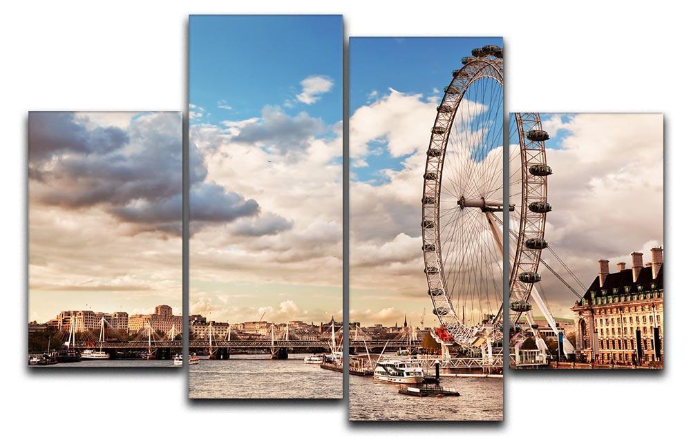 London Eye on River Thames 4 Split Panel Canvas  - Canvas Art Rocks - 1
