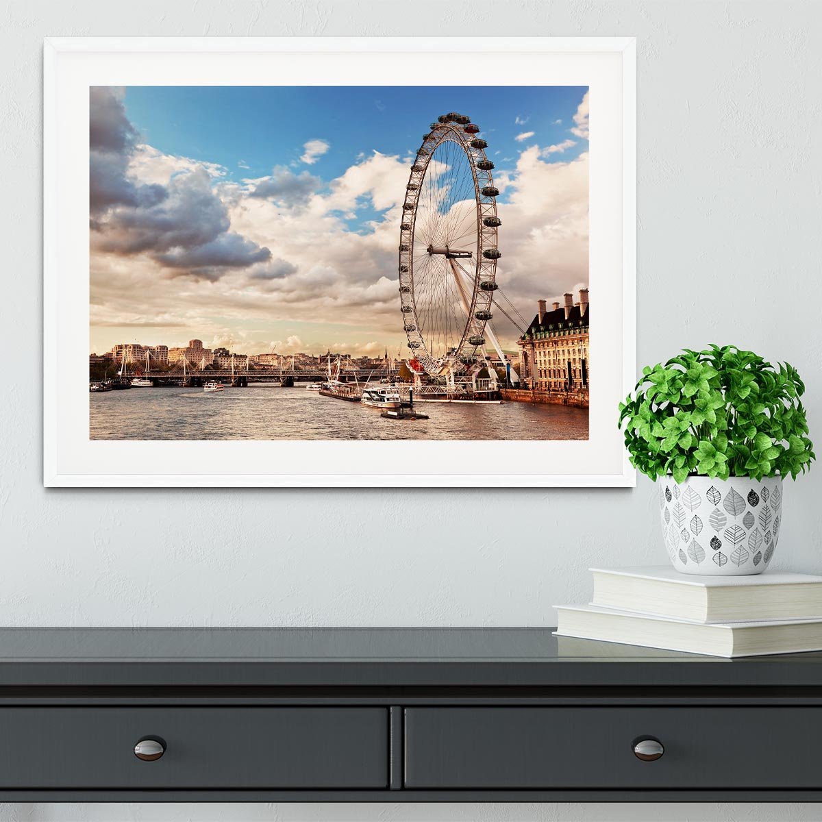 London Eye on River Thames Framed Print - Canvas Art Rocks - 5