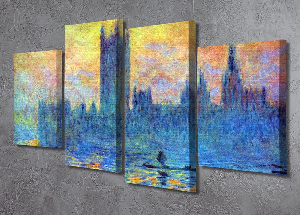 London Parliament in Winter by Monet 4 Split Panel Canvas - Canvas Art Rocks - 2