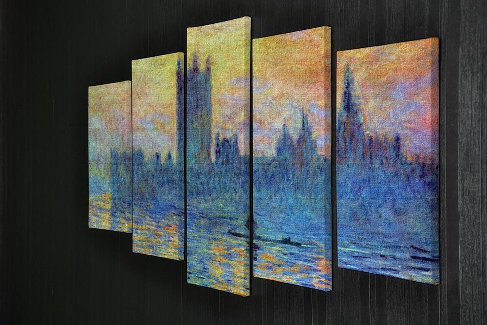 London Parliament in Winter by Monet 5 Split Panel Canvas - Canvas Art Rocks - 2