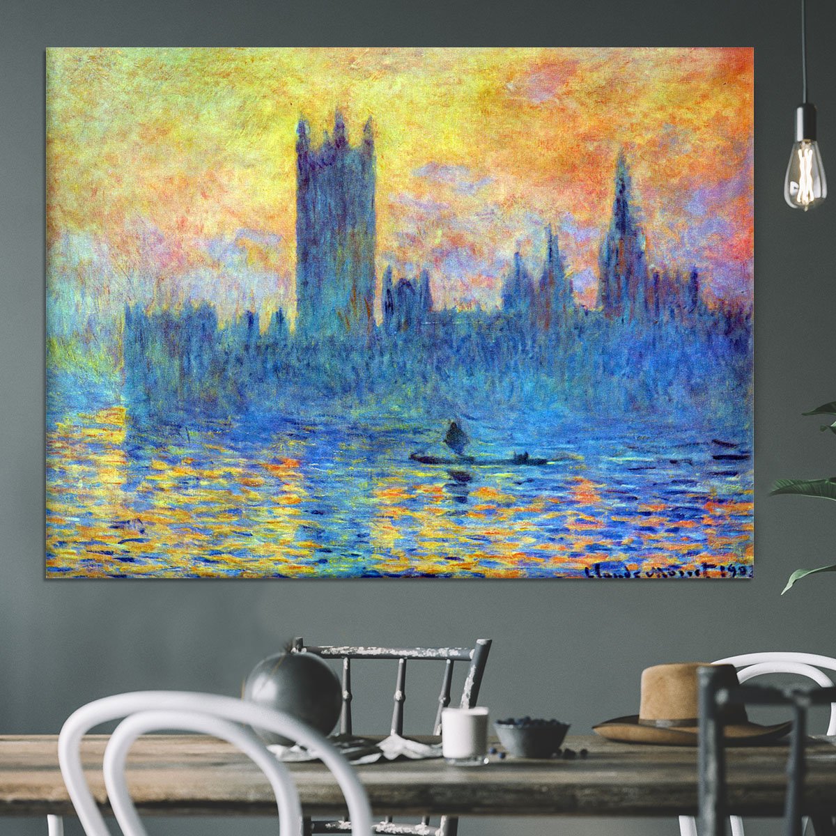 London Parliament in Winter by Monet Canvas Print or Poster