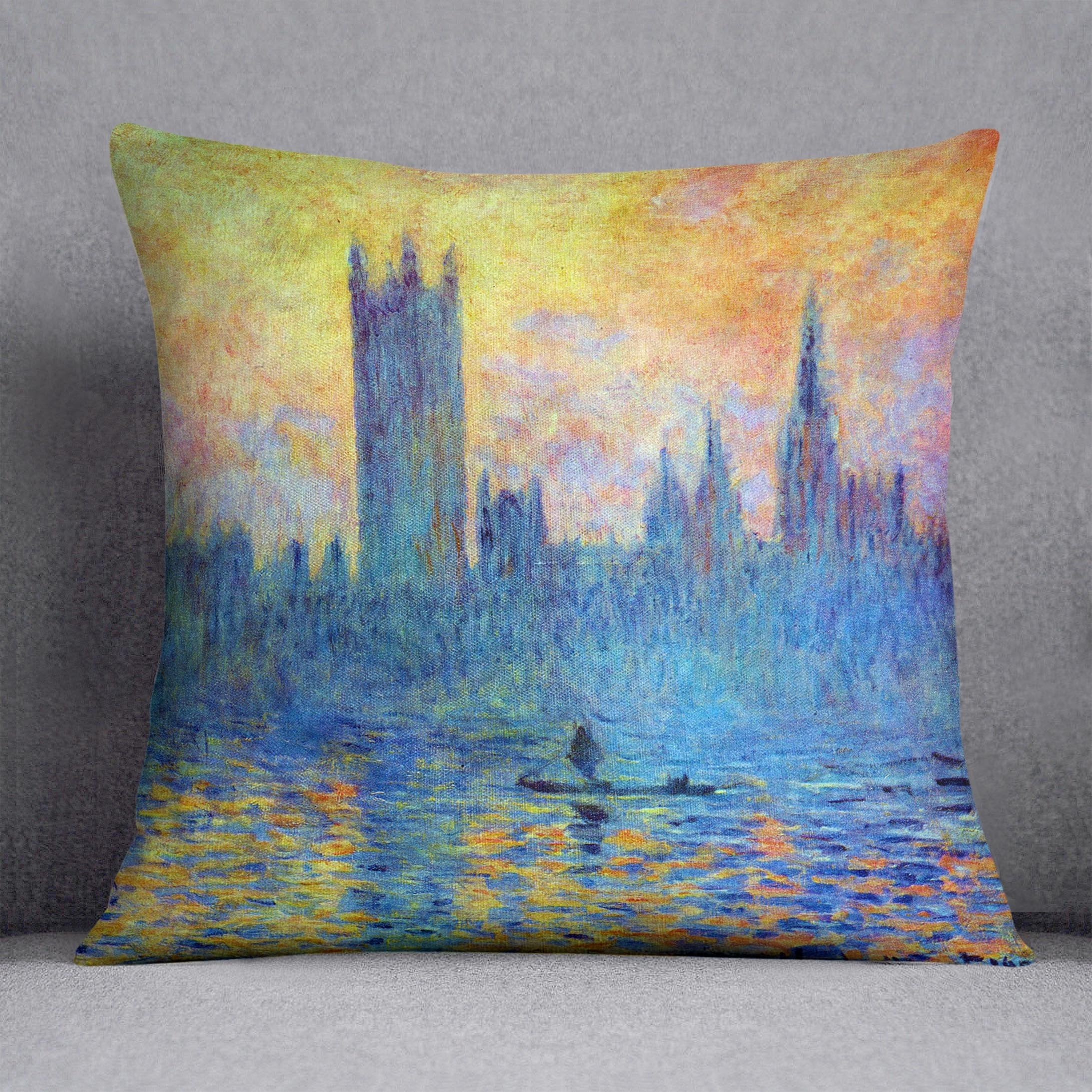 London Parliament in Winter by Monet Throw Pillow