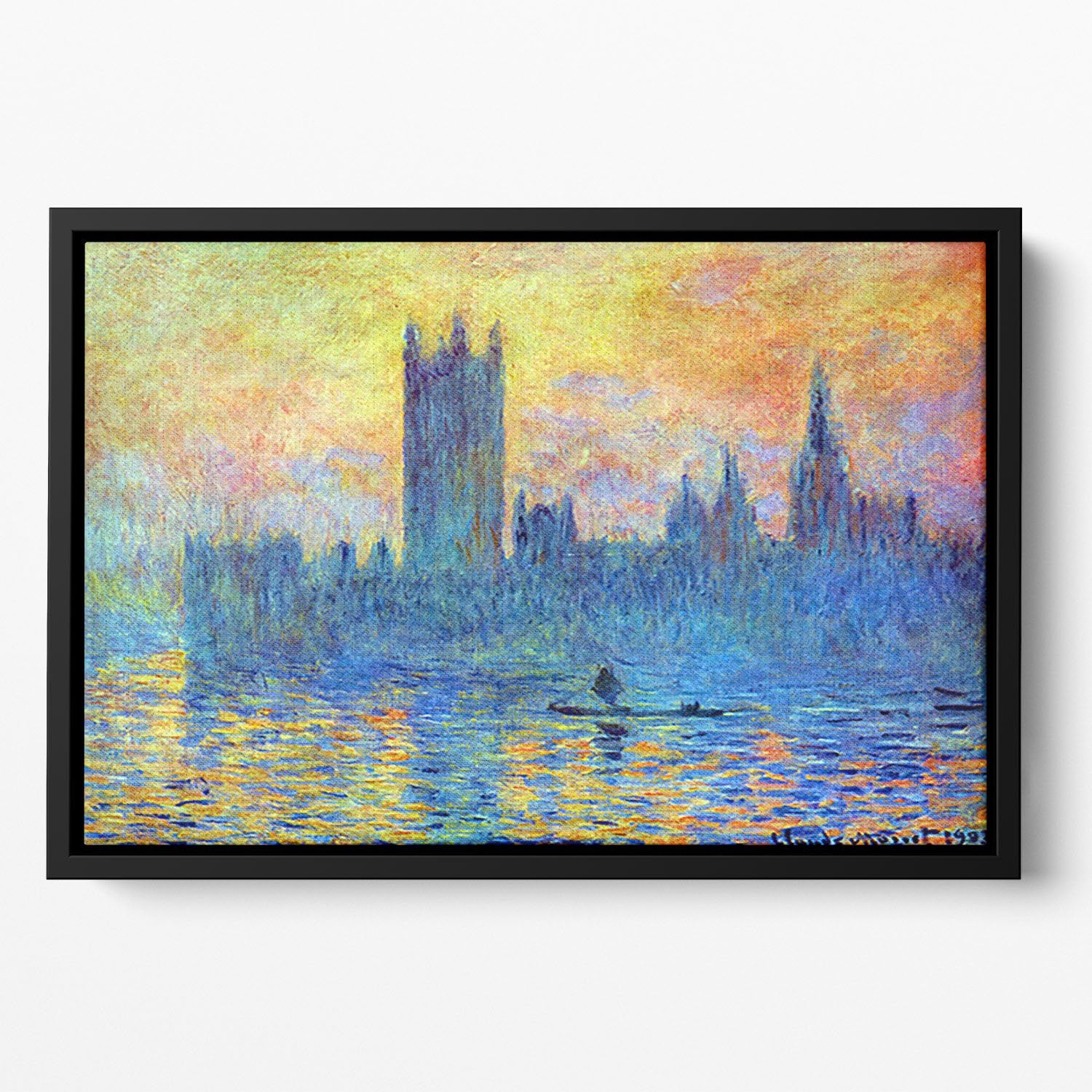 London Parliament in Winter by Monet Floating Framed Canvas