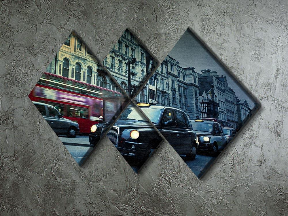 London Street Taxis 4 Square Multi Panel Canvas  - Canvas Art Rocks - 2