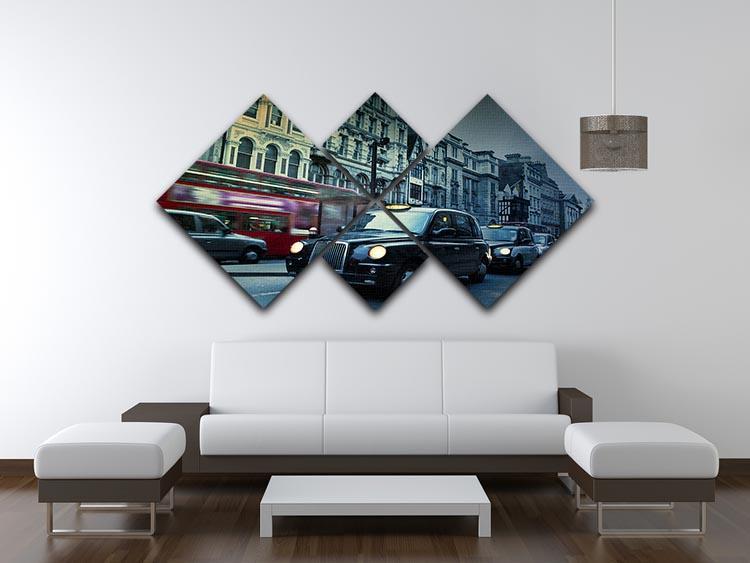 London Street Taxis 4 Square Multi Panel Canvas  - Canvas Art Rocks - 3