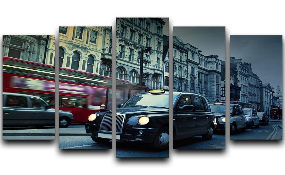 London Street Taxis 5 Split Panel Canvas  - Canvas Art Rocks - 1