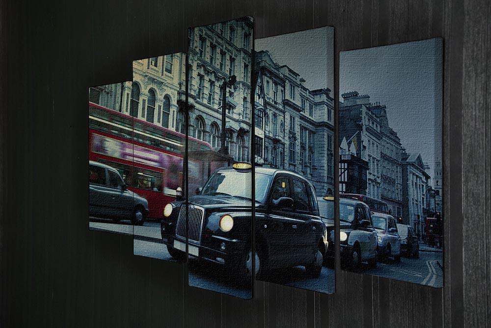 London Street Taxis 5 Split Panel Canvas  - Canvas Art Rocks - 2