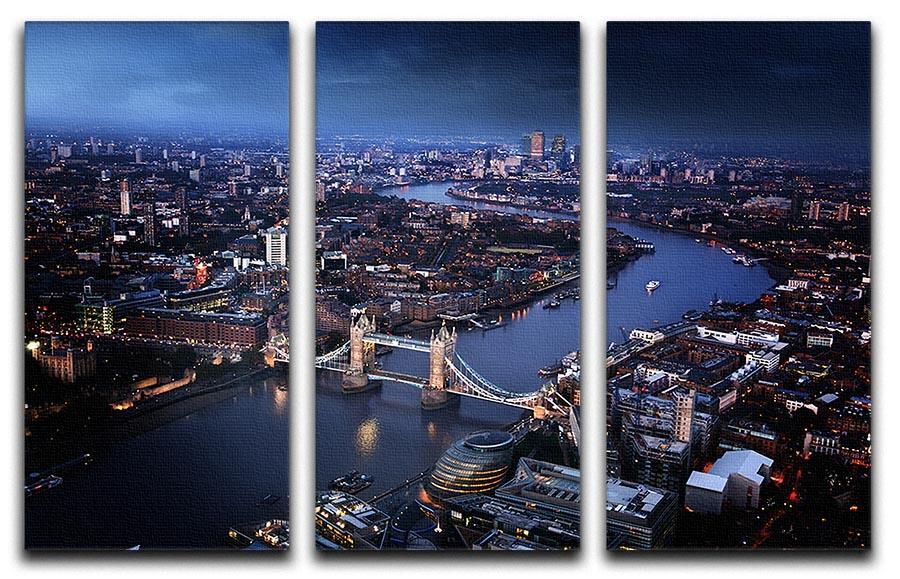 London aerial view with Tower Bridge 3 Split Panel Canvas Print - Canvas Art Rocks - 1
