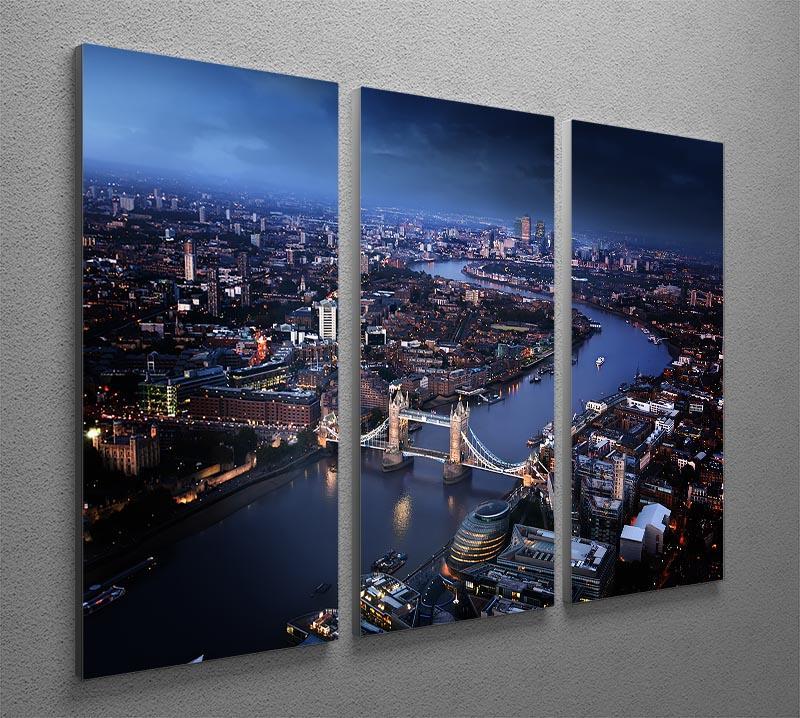London aerial view with Tower Bridge 3 Split Panel Canvas Print - Canvas Art Rocks - 2