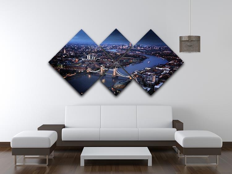 London aerial view with Tower Bridge 4 Square Multi Panel Canvas  - Canvas Art Rocks - 3