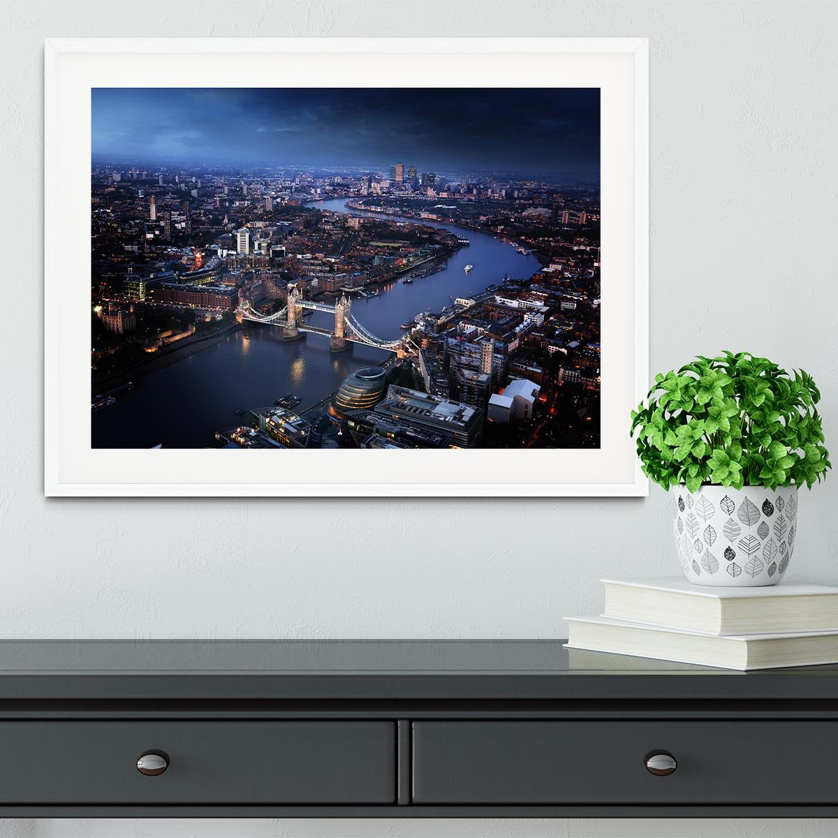 London aerial view with Tower Bridge Framed Print - Canvas Art Rocks - 5