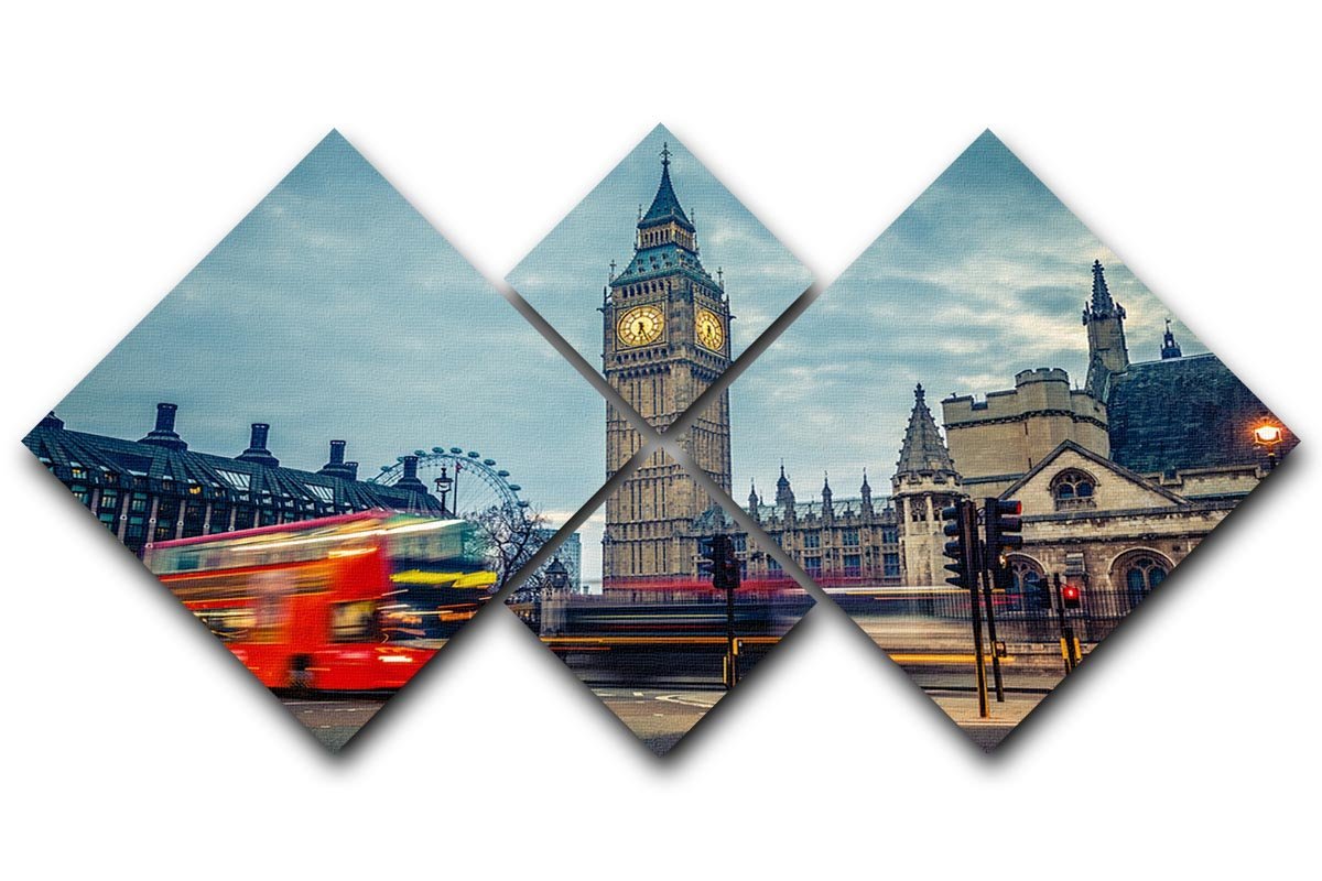 London at early morning 4 Square Multi Panel Canvas  - Canvas Art Rocks - 1