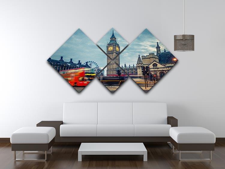 London at early morning 4 Square Multi Panel Canvas  - Canvas Art Rocks - 3